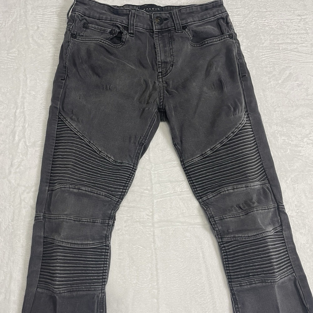 PacSun Mens Jeans 29x32 Dark Gray Stacked Skinny Fit Distressed Active Stretch